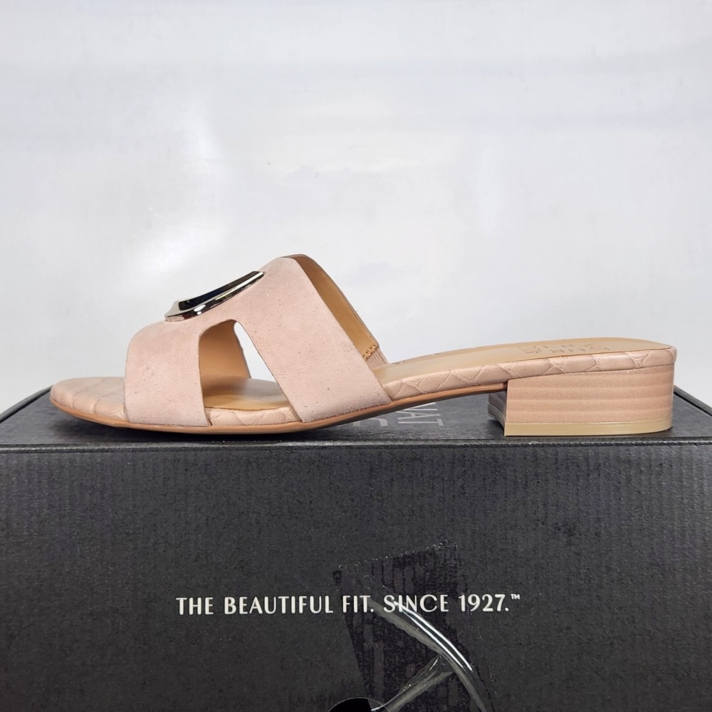 Naturalizer Misty Sandal Women Size 8.5 Tan Suede Block Heel Slide Mule